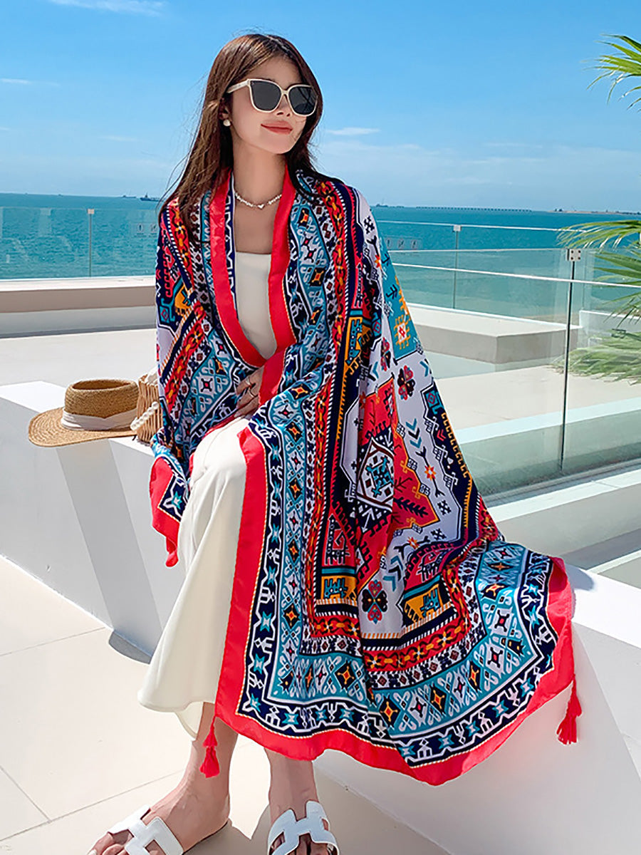 Women Summer Bohemia Print Travel Shawl Scarf CX047