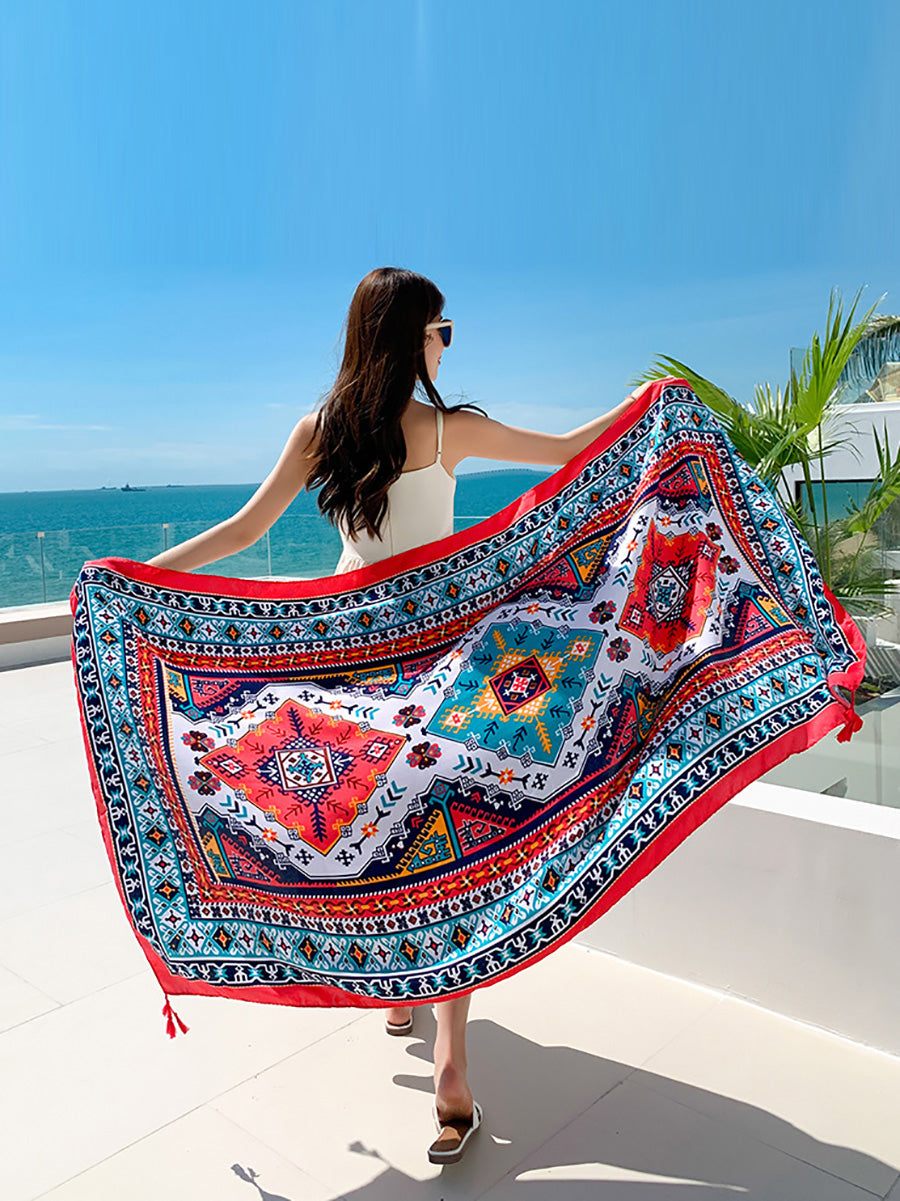 Women Summer Bohemia Print Travel Shawl Scarf CX047