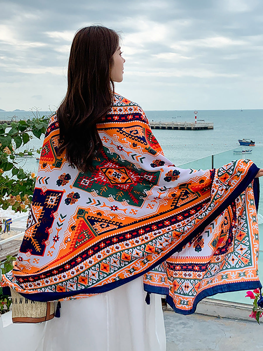 Women Summer Bohemia Print Travel Shawl Scarf CX047