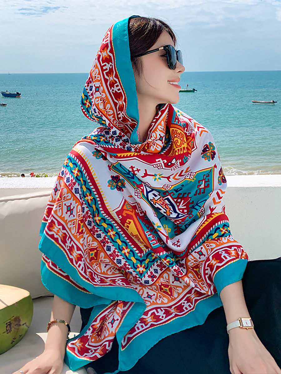 Women Summer Bohemia Print Travel Shawl Scarf CX047