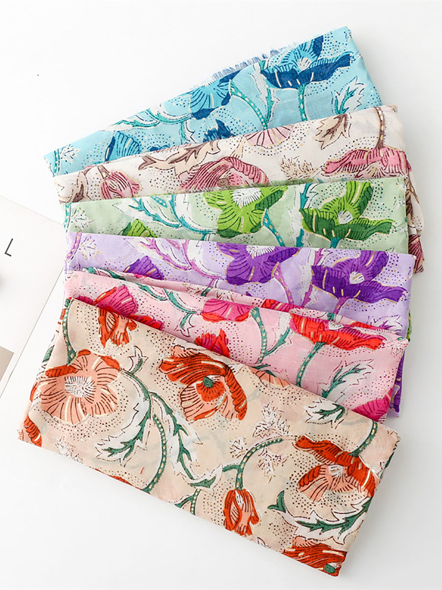 Women Summer Flower Print Shawl Scarf FD020