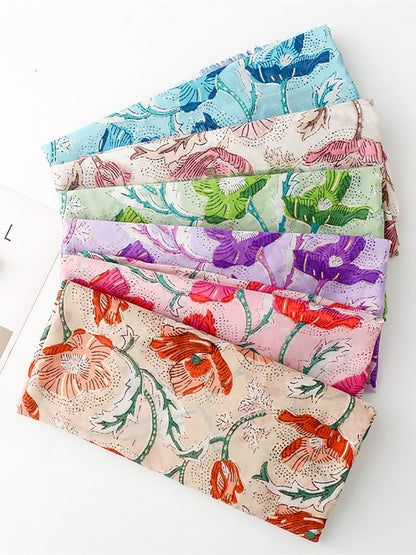 Women Summer Flower Print Shawl Scarf FD020