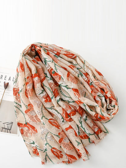 Women Summer Flower Print Shawl Scarf FD020