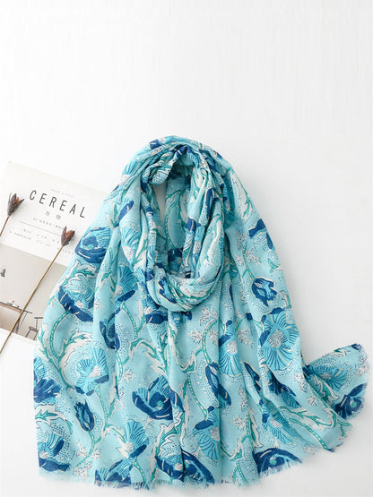 Women Summer Flower Print Shawl Scarf FD020