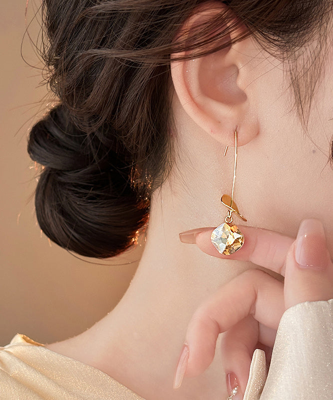 Sequins Zircon Gold Copper Drop Earrings 2025 Alloy