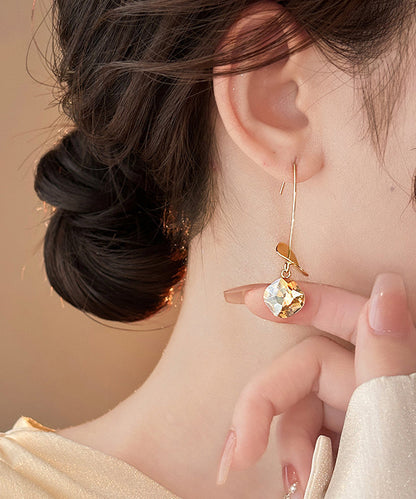 Sequins Zircon Gold Copper Drop Earrings 2025 Alloy