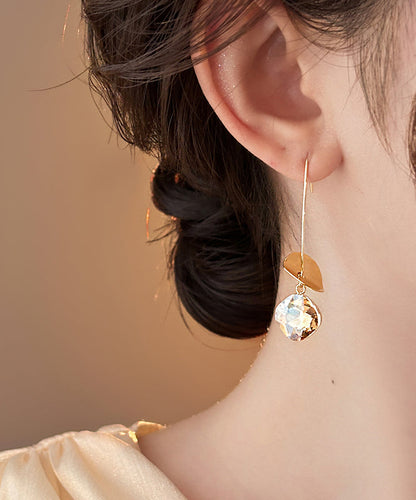 Sequins Zircon Gold Copper Drop Earrings 2025 Alloy