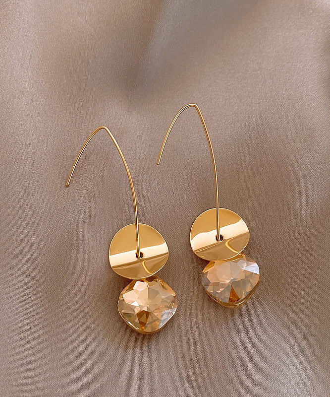 Sequins Zircon Gold Copper Drop Earrings 2025 Alloy