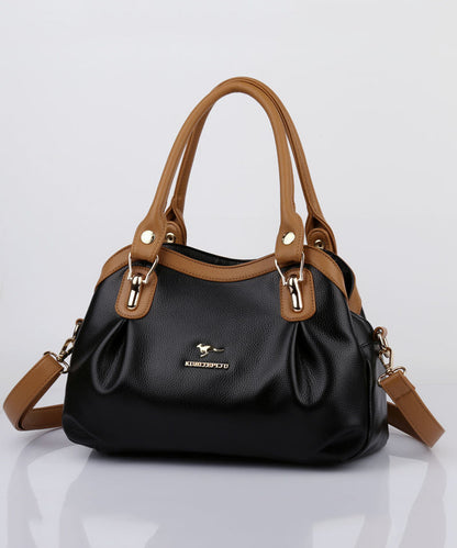 Calf New Tote Solid Bag Leather 2025 Versatile Durable Black Red