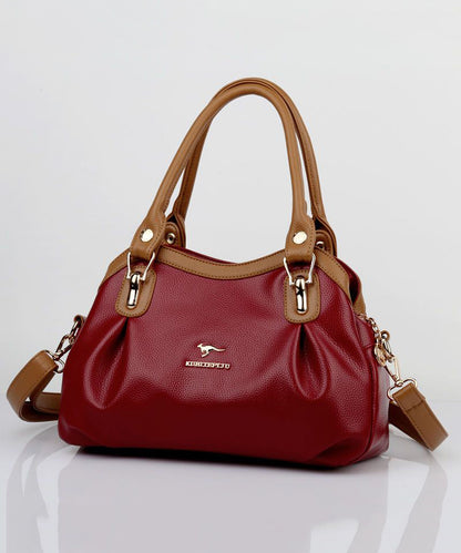 Calf New Tote Solid Bag Leather 2025 Versatile Durable Black Red