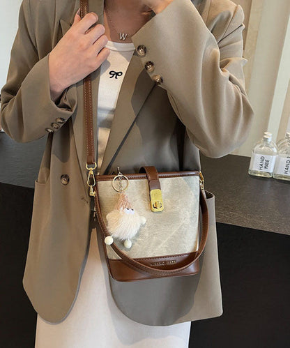 Black Bucket Bag New 2025 White Faux Versatile Leather Fashion