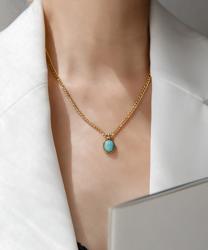 Overgild Pendant Stone Stainless 2025 Gem Gold New Necklace Steel