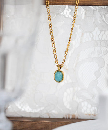 Overgild Pendant Stone Stainless 2025 Gem Gold New Necklace Steel