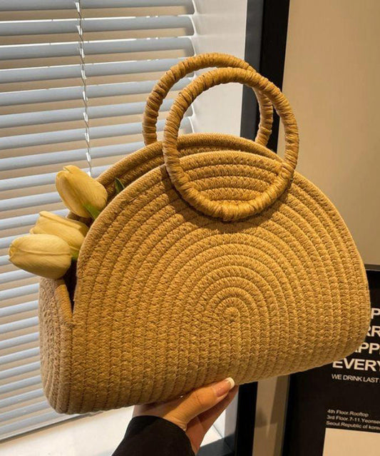 Khaki Versatile New Woven Tote Handbag 2025 Straw