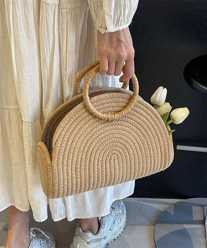 Khaki Versatile New Woven Tote Handbag 2025 Straw
