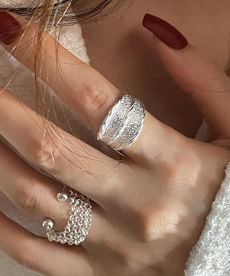 Silver New Wrinkled Rings 2025 Piece Sterling Two Set Silk