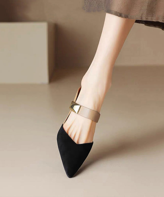 New Heels Sandals Apricot Summer Wedge Pointed Slide Rivet 2025