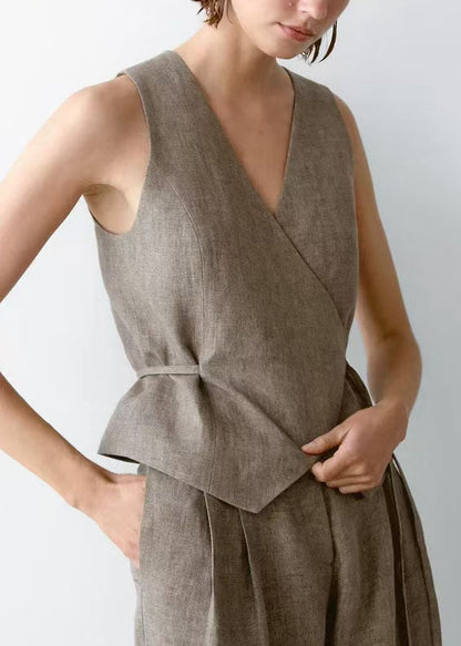 Neck Pieces Pants 2025 Tops V Set And Summer Two New