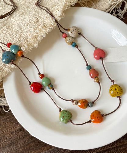Rope Pendant Wax Double-Layer Necklace Ceramic Rainbow 2025