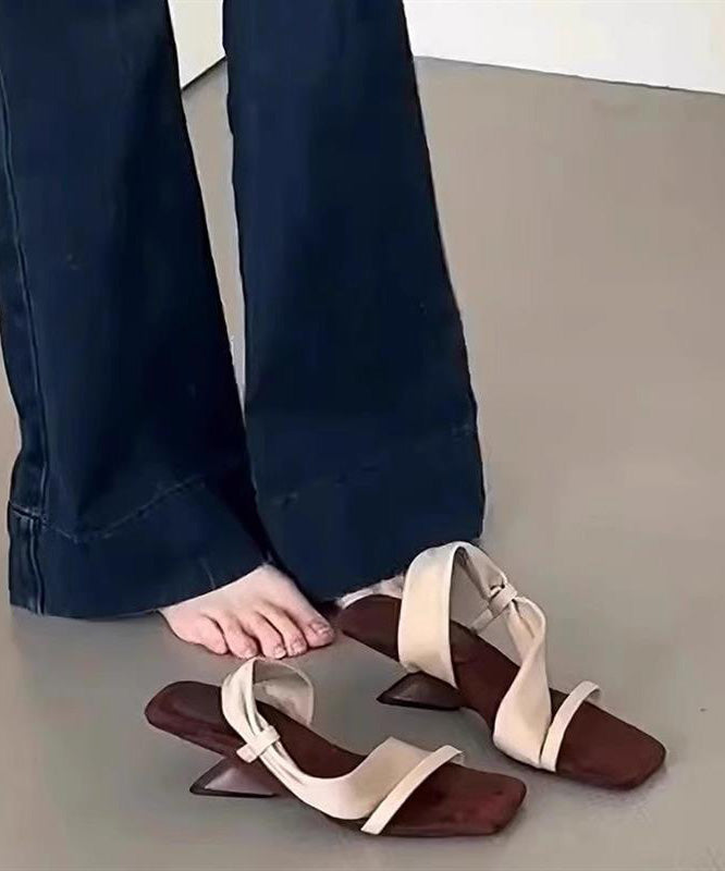 Toe Apricot Sandals Slide 2025 Splicing Pink Peep Leather Faux