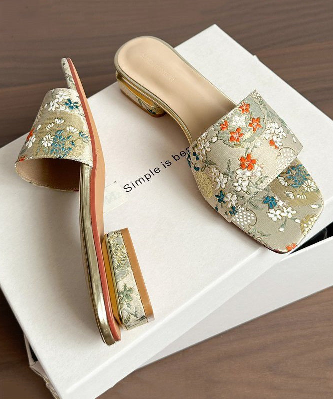 Embroidery Peep 2025 Sandals New Apricot Slide Toe Summer