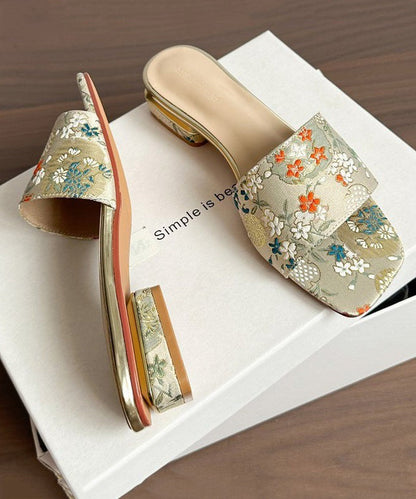Embroidery Peep 2025 Sandals New Apricot Slide Toe Summer