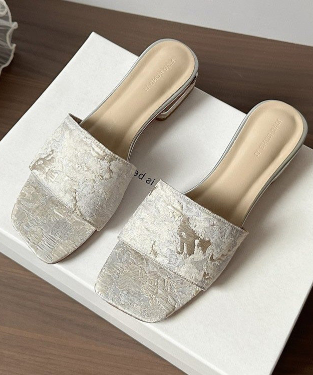 Embroidery Peep 2025 Sandals New Apricot Slide Toe Summer