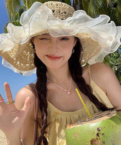 Sun Large Bead Hat Summer New Organza Brimmed 2025 Nail