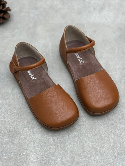 Leather Flat Genuine Women Color Pure Spring Shoes