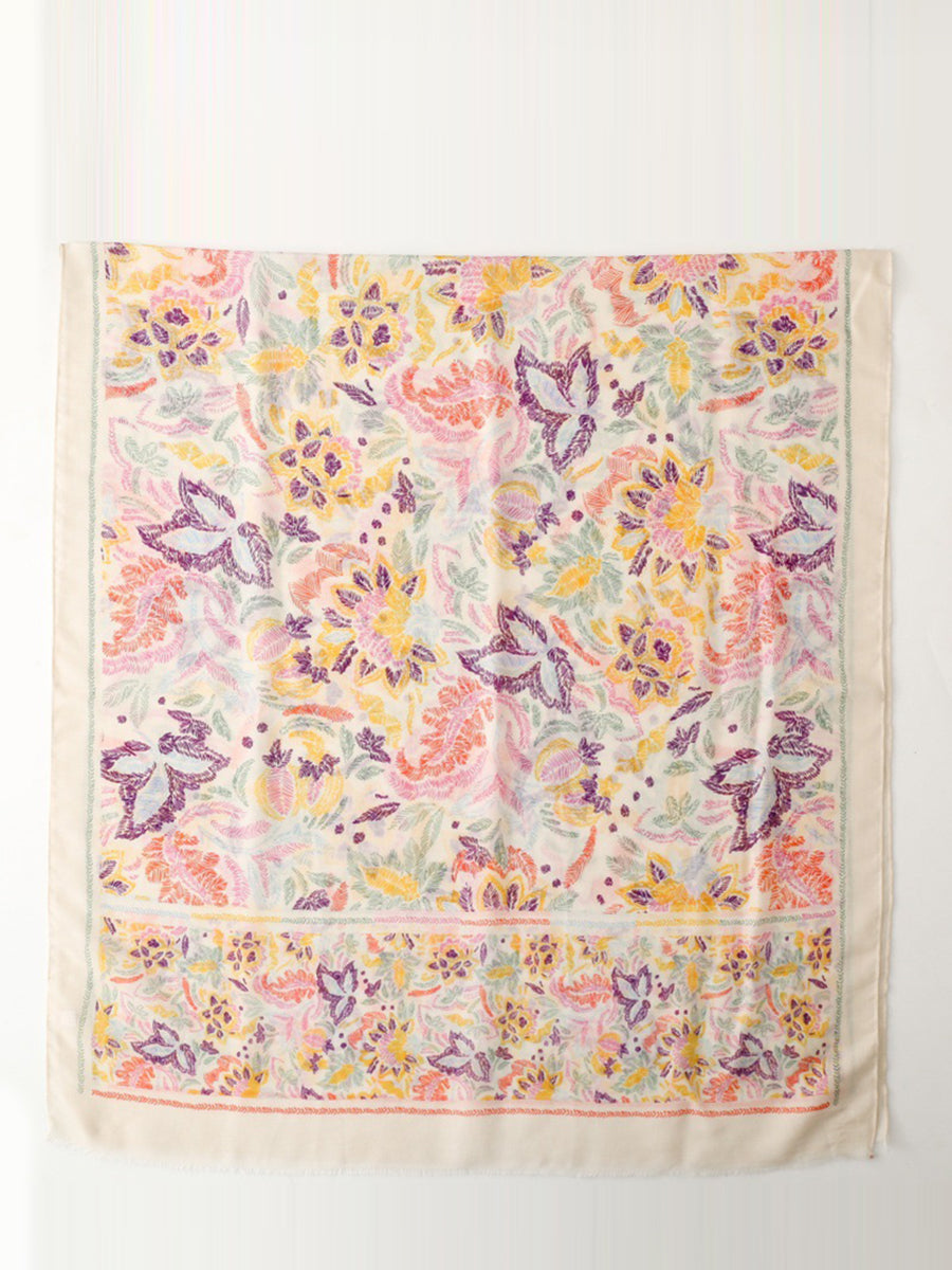 Colorful Scarf Artsy Plant Women Shawl
