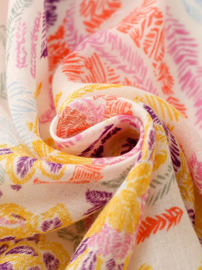 Colorful Scarf Artsy Plant Women Shawl