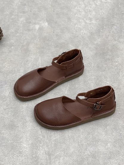 Leather Flat Women Summer Genuine Sandals