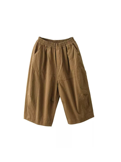 Pure Color Casual 100%Cotton Cropped Pants Women