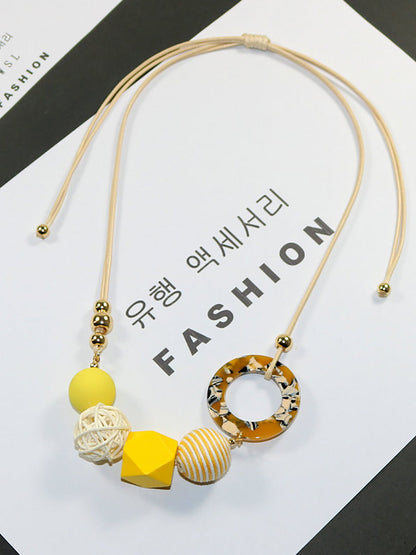 Pendant Wooden Women Necklace Casual Resin