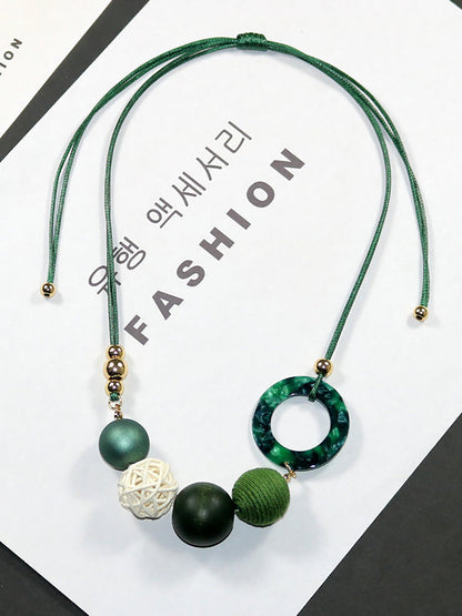 Pendant Wooden Women Necklace Casual Resin