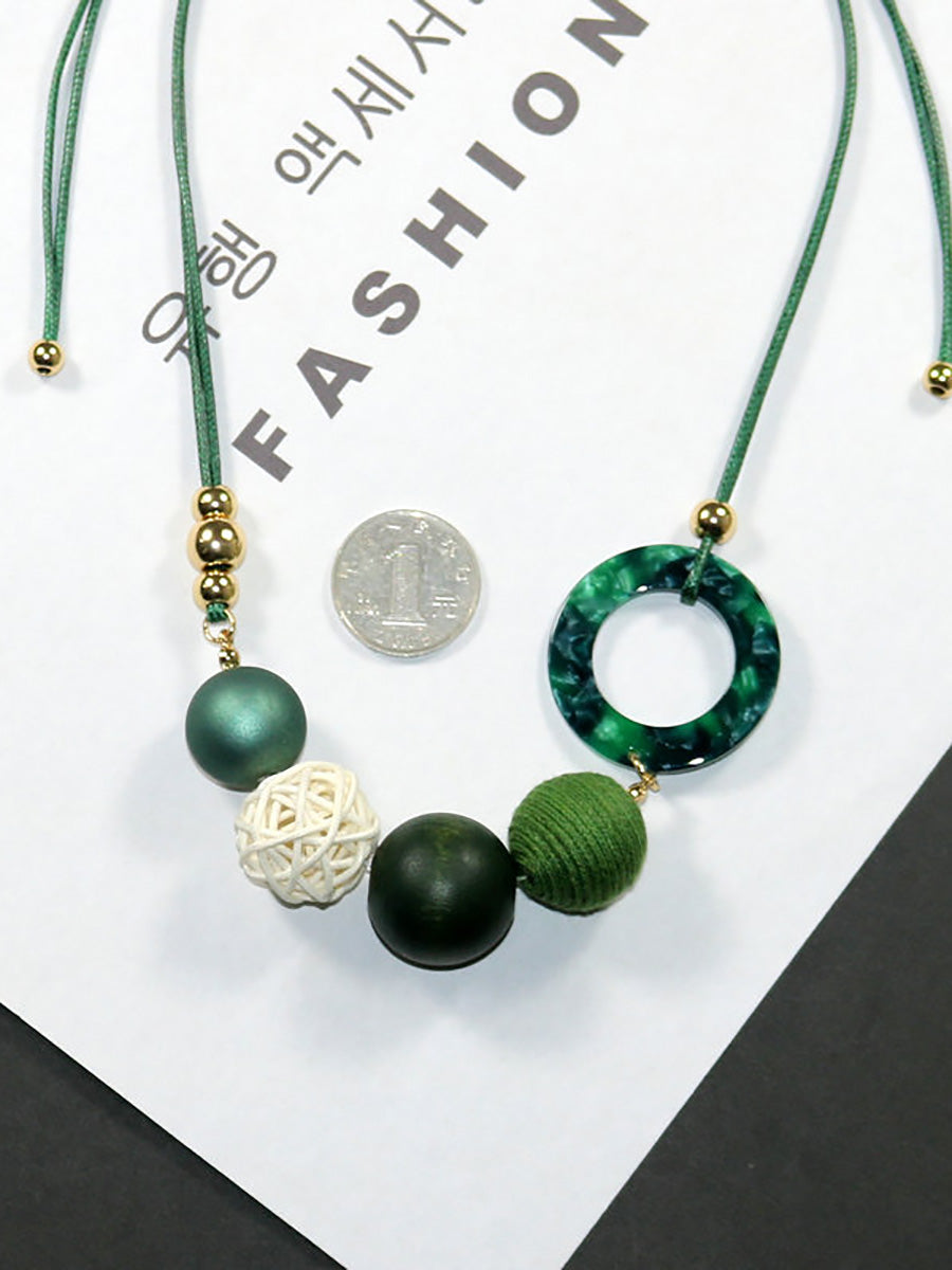 Pendant Wooden Women Necklace Casual Resin