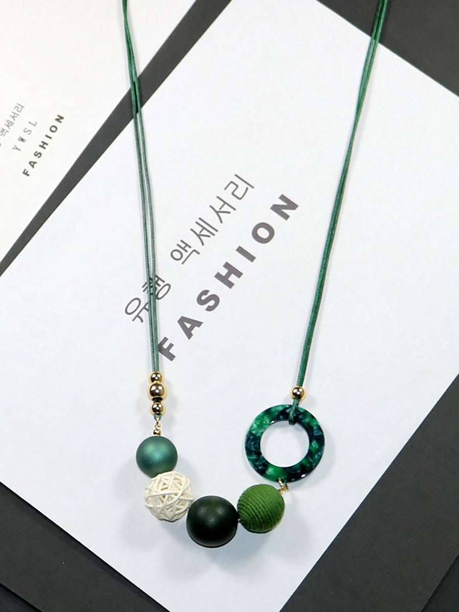 Pendant Wooden Women Necklace Casual Resin