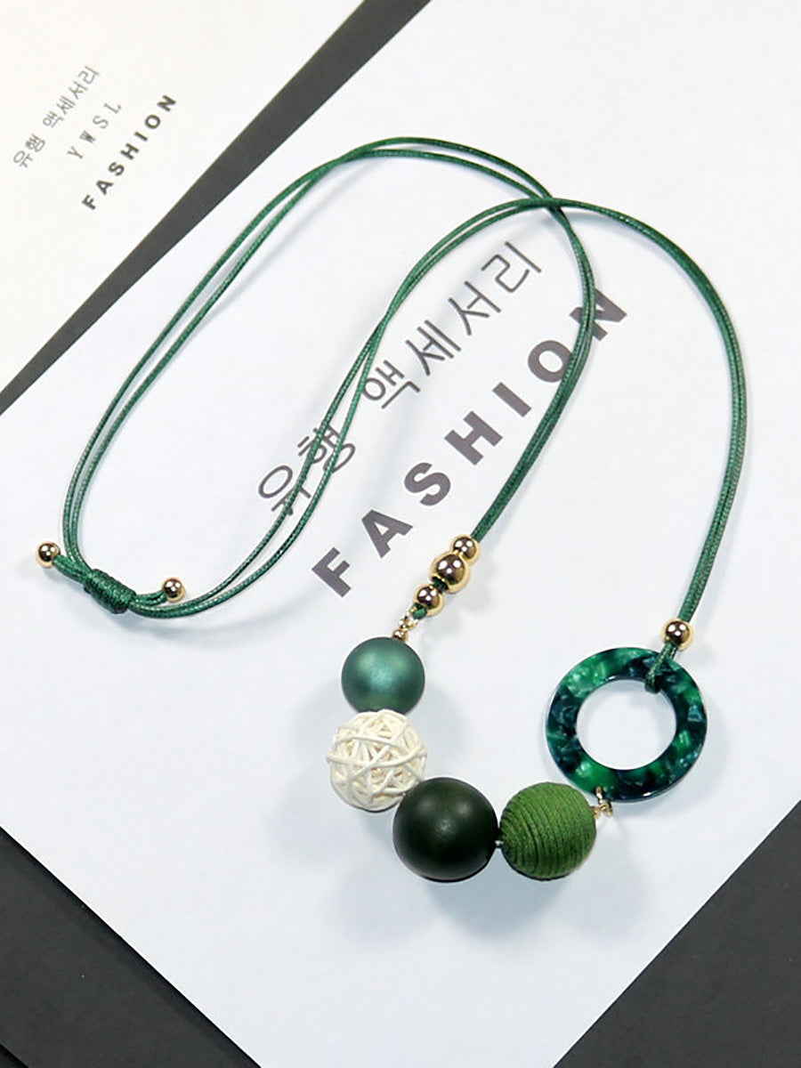 Pendant Wooden Women Necklace Casual Resin