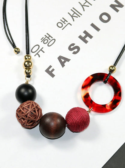 Pendant Wooden Women Necklace Casual Resin