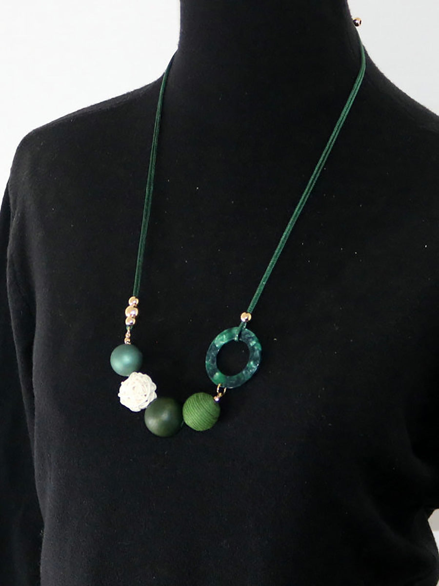 Pendant Wooden Women Necklace Casual Resin