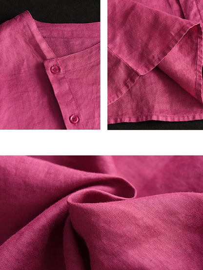 Thin Color Women Summer Shirt Pure Casual O-Neck