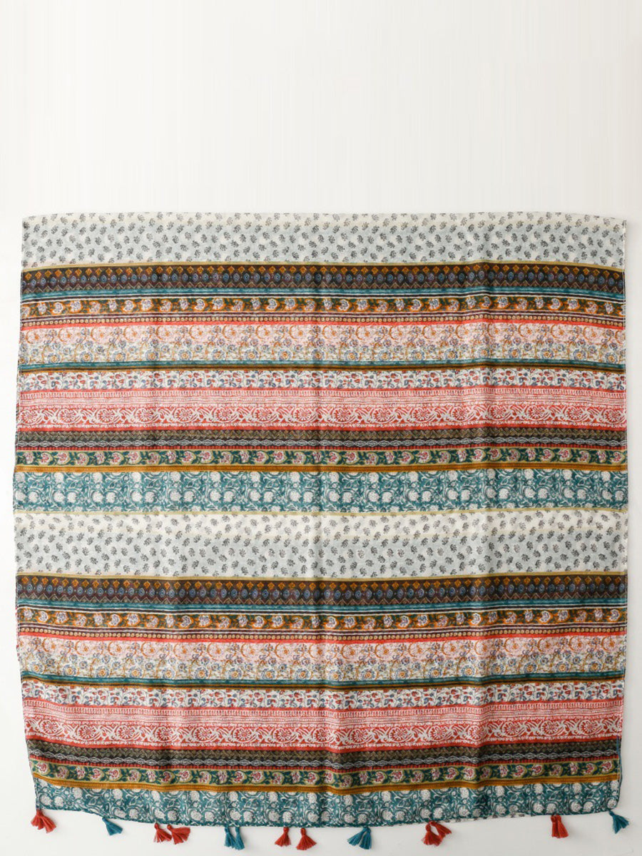 Bohemia Women Shawl Scarf Spliced Floral Tassel