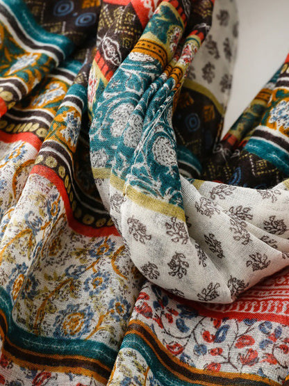 Bohemia Women Shawl Scarf Spliced Floral Tassel