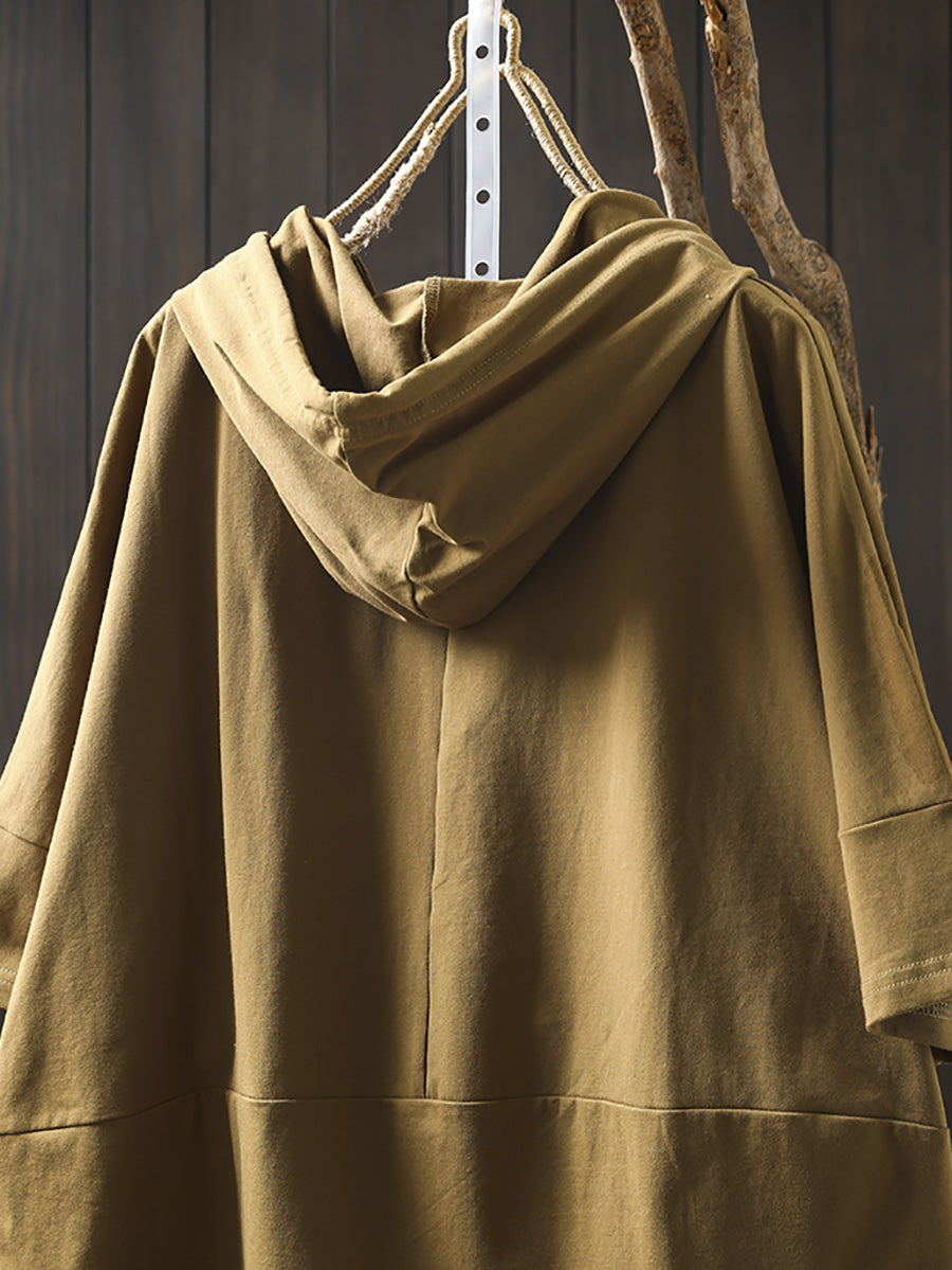 Shirt Women Summer Casual 100%Cotton Pure Color Hooded