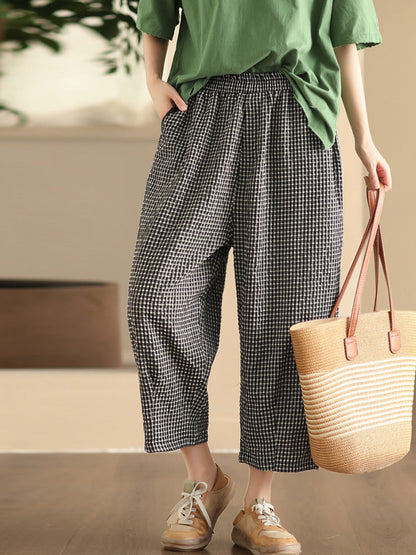 Pants Harem Lattice Cotton Summer Casual Women