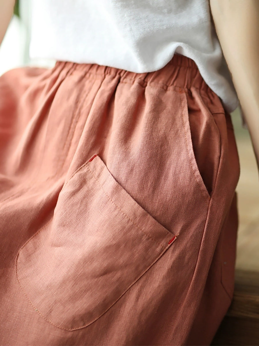 Linen Harem Pants Summer Women Pure Color