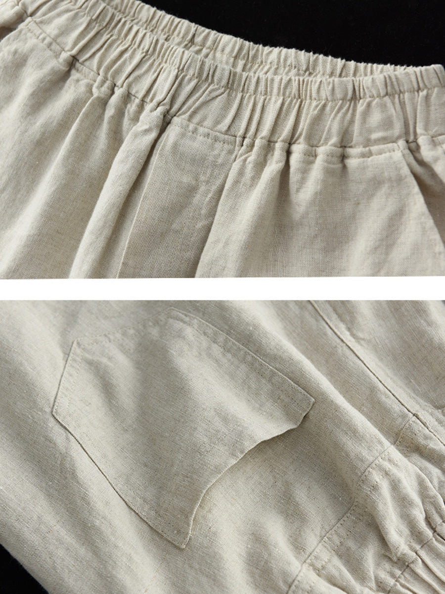 Linen Harem Pants Summer Women Pure Color