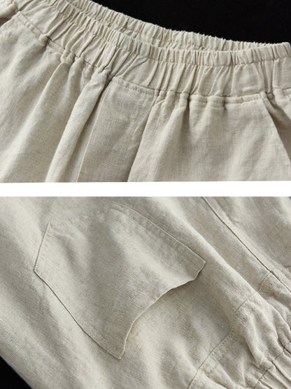 Linen Harem Pants Summer Women Pure Color