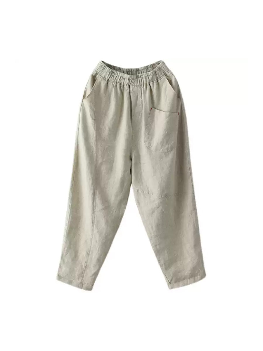 Linen Harem Pants Summer Women Pure Color
