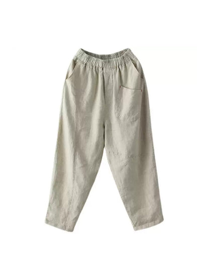 Linen Harem Pants Summer Women Pure Color